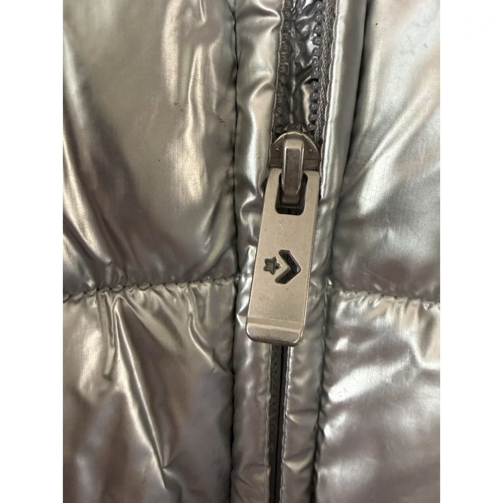 Converse Chuck Taylor All‎ Star Puffer Jacket Youth Size Large Metallic Silver